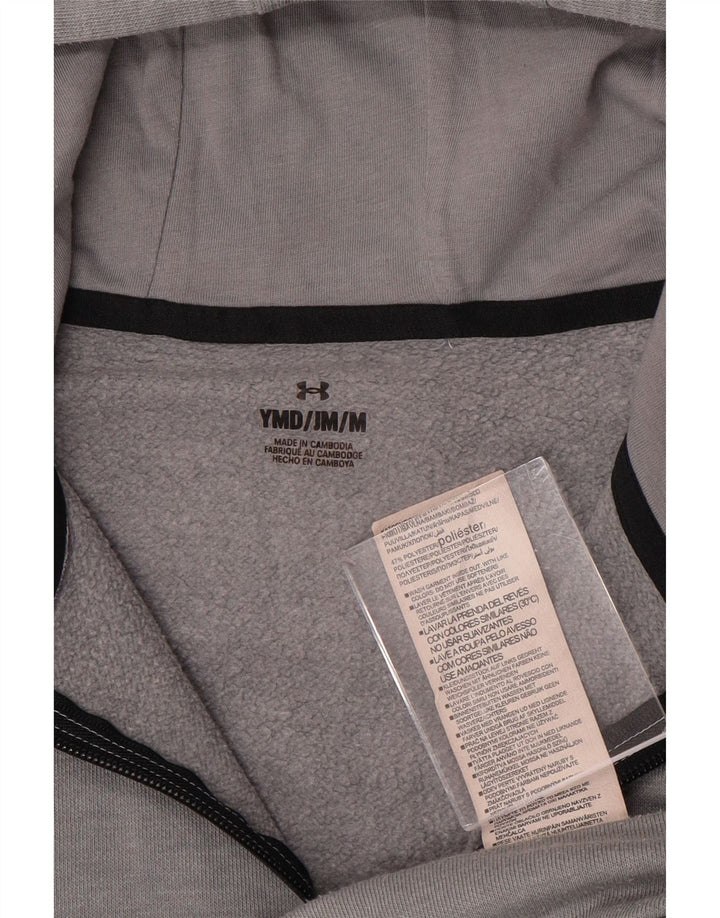 Толстовка с капюшоном на молнии с рисунком для мальчиков 9–10 лет, средний серый цвет UNDER ARMOR