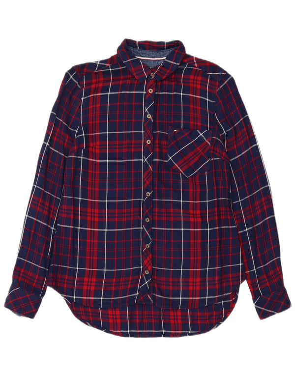 Женская фланелевая рубашка оверсайз Tommy Hilfiger UK 6 XS Темно-синяя клетка