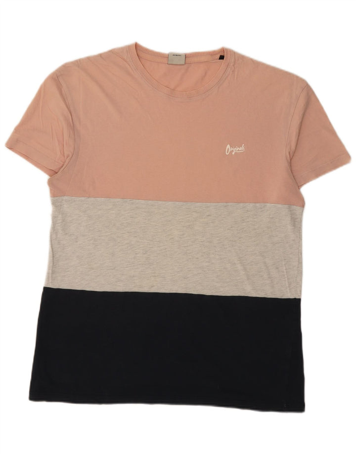 JACK & JONES Мужская футболка Верх среднего размера, разноцветный хлопок с цветными блоками