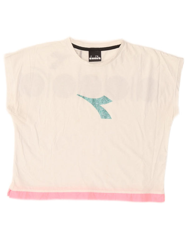 Женская укороченная футболка с рисунком Diadora Top UK 12, средний белый