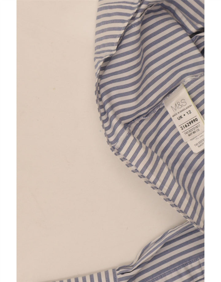 Женская рубашка Marks & Spencer UK 12, средний темно-синий в тонкую полоску, хлопок