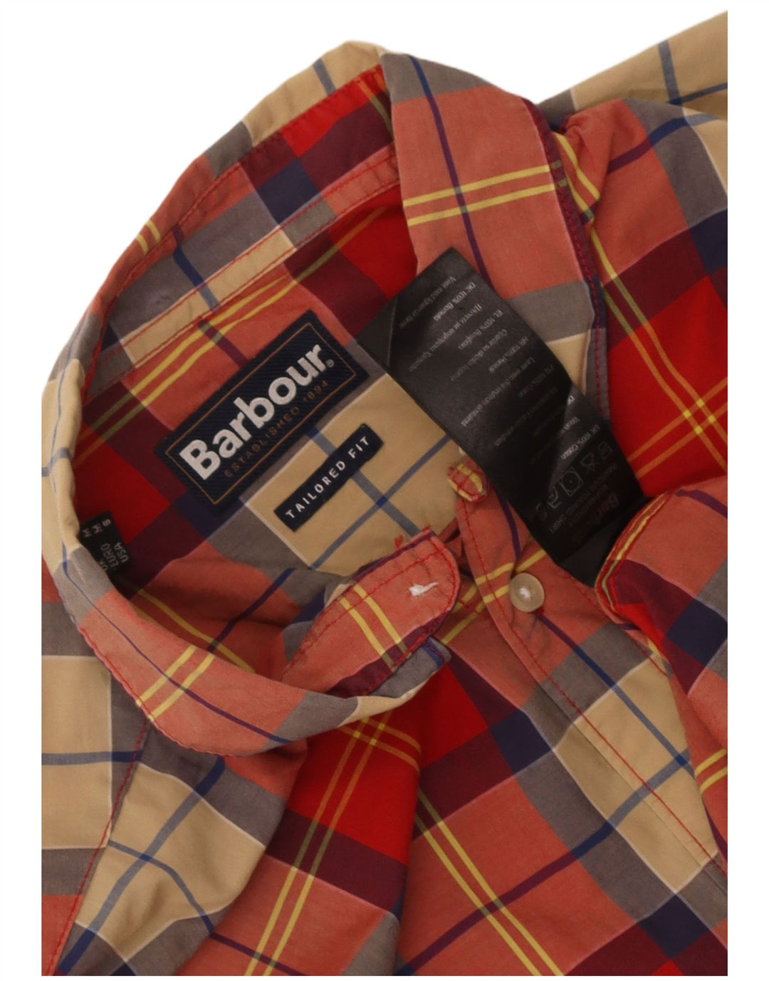 Мужская рубашка в клетку Barbour среднего размера из хлопка в красную клетку