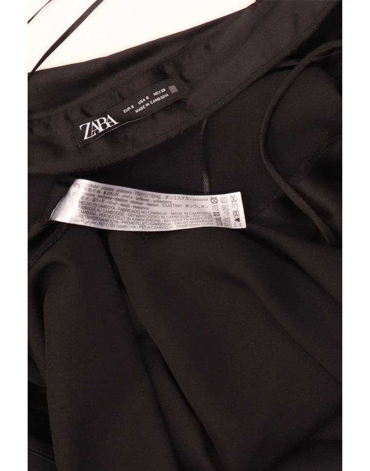 Женское платье-комбинация макси Zara UK 10, маленькое черное полиэстер