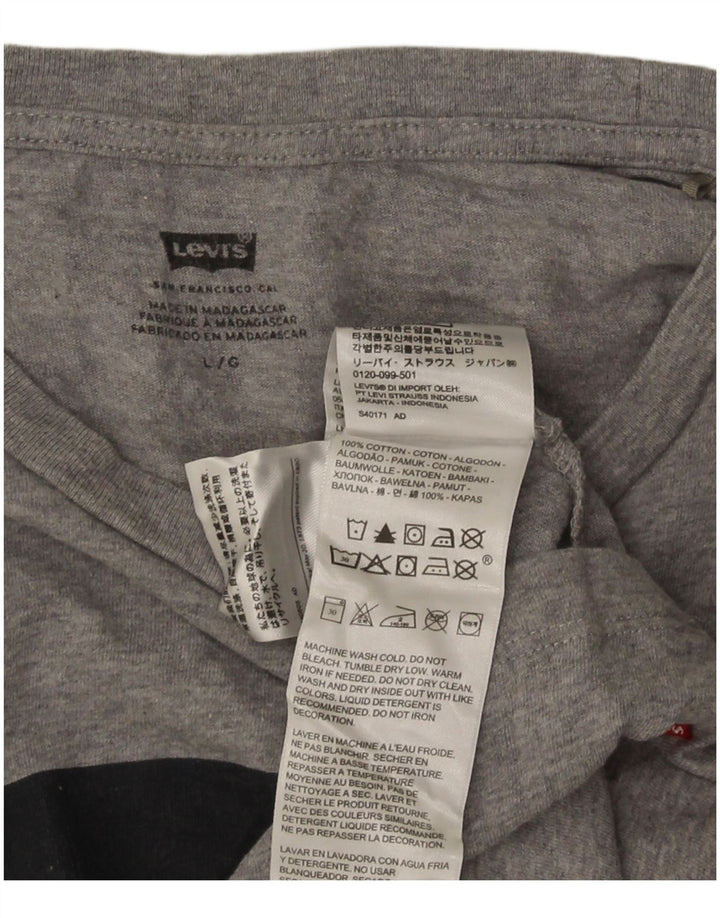 Мужская футболка с рисунком Levi's, большой серый хлопок с крапинками