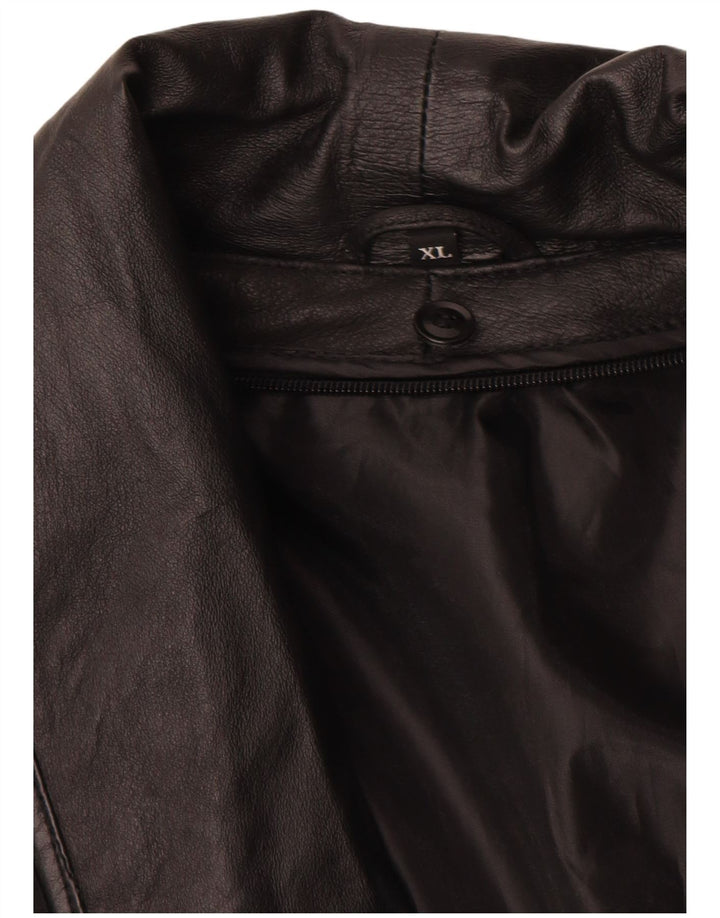 Винтажная женская кожаная куртка UK 18 XL, черная кожа