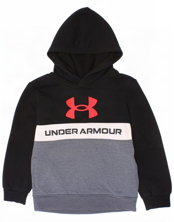 Джемпер с капюшоном Under Armour для мальчиков с рисунком, 5–6 лет, черный, хлопок с цветными блоками