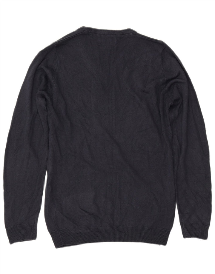 Женский джемпер с v-образным вырезом MARKS & SPENCER, UK 10, маленький, темно-синий, акрил