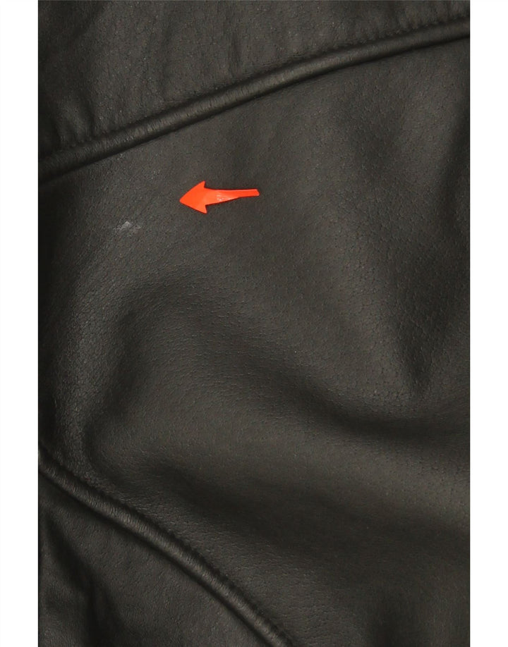 VALENT Mens Sherpa Leather Coat UK 44 2XL Black Leather