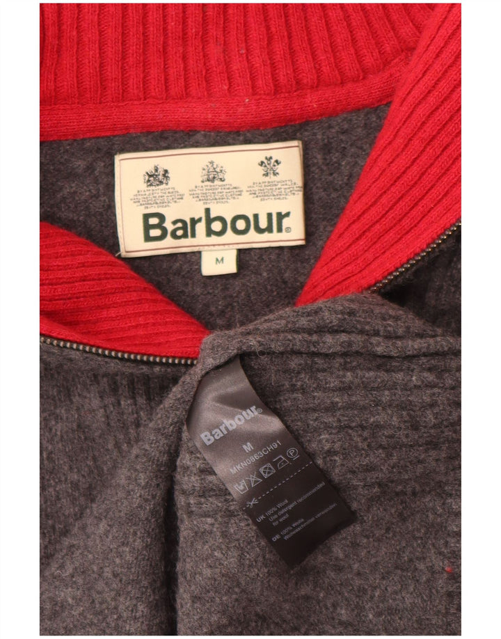 Мужской джемпер свободного покроя Barbour с воротником на молнии, средний серый шерстяной свитер