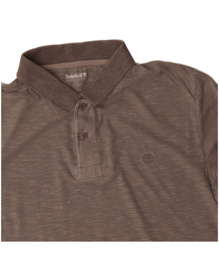 TIMBERLAND Мужская рубашка-поло приталенного кроя, средний серый цвет, хлопок с крапинками
