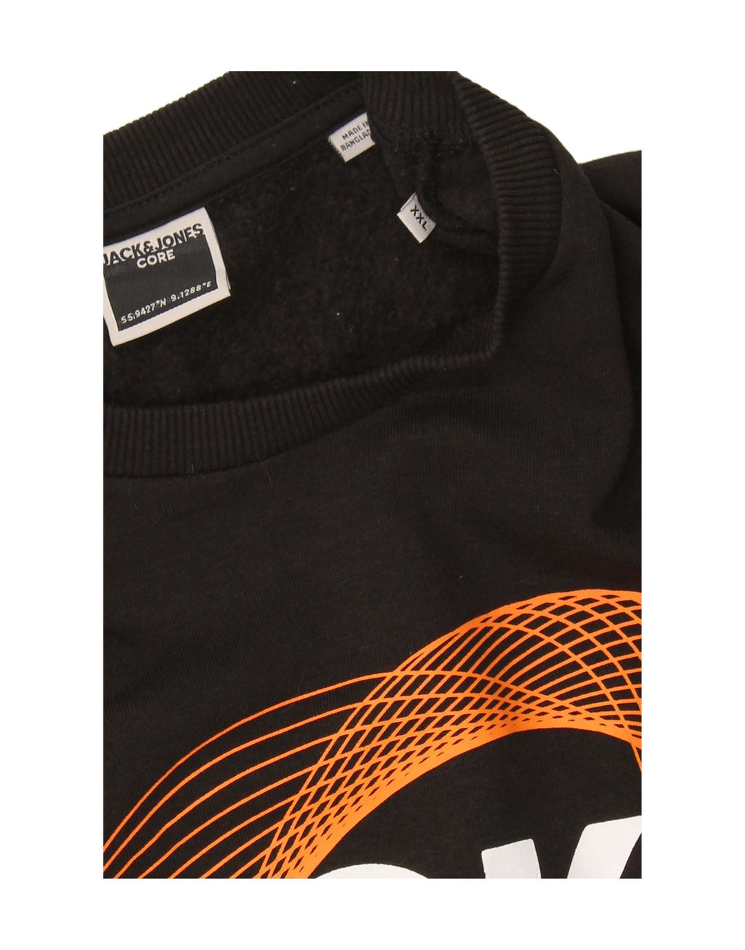 JACK & JONES Mens Graphic Sweatshirt Jumper 2XL Black Cotton