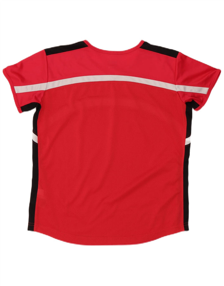 Женская футболка Nike Dri Fit, США, 8/10, средний красный, полиэстер с цветными блоками