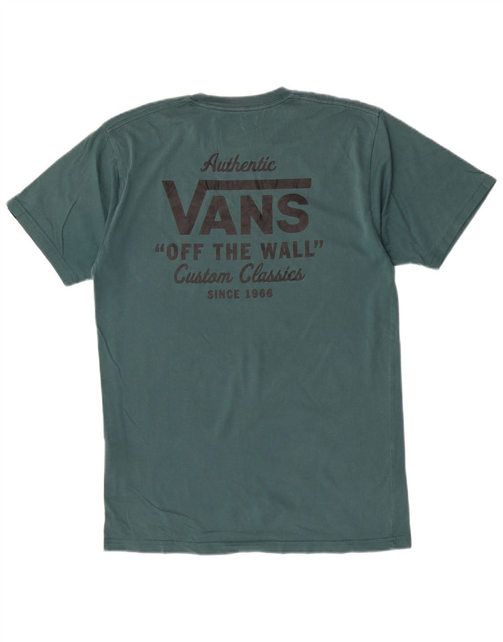 Мужская футболка классического кроя с рисунком Vans, хлопковый топ среднего зеленого цвета
