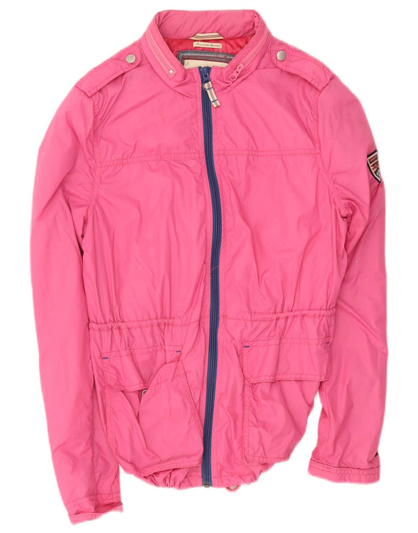 Tommy Hilfiger Женская куртка-дождевик в стиле милитари с капюшоном UK 18 XL Розовый полиэстер