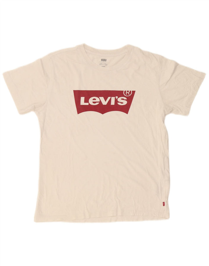 Мужская футболка с рисунком Levi's, топ среднего размера, белый хлопок, хлопок
