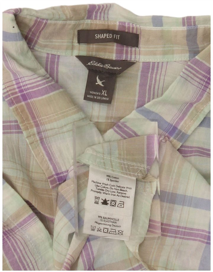 Женская рубашка фасонного кроя EDDIE BAUER UK 18 XL в разноцветную клетку