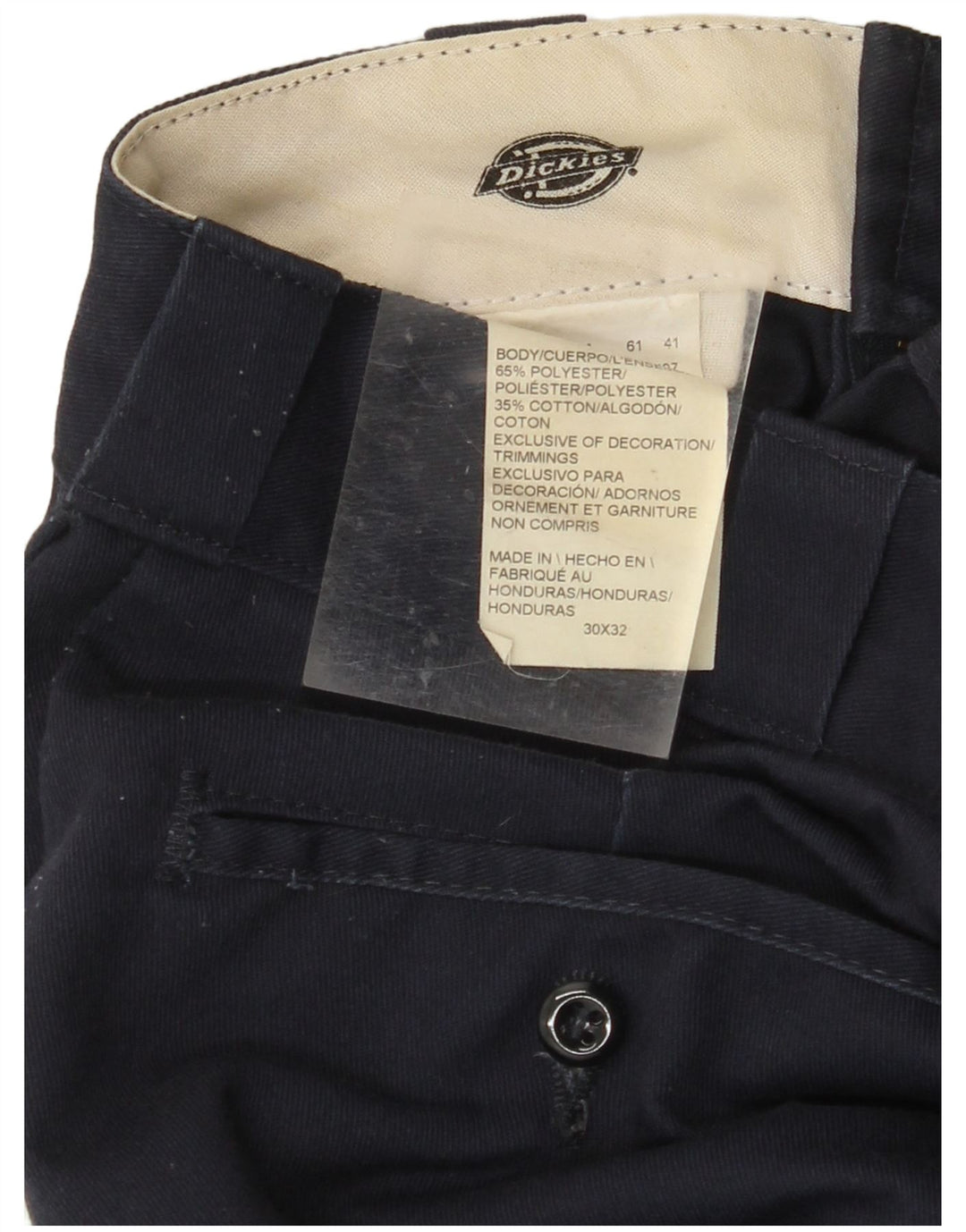 Мужские прямые брюки-чинос DICKIES W30 L32 темно-синего цвета из полиэстера