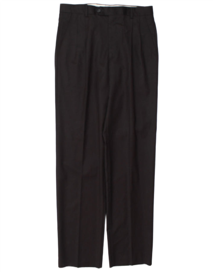 Винтажные мужские костюмные брюки с привязкой IT 48 Medium W32 L34 Черные шерстяные