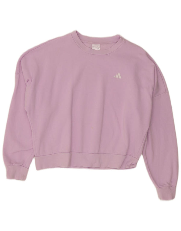 Adidas Womens Crop Oversized Sweatshirt Jumper UK 8/10 Small Purple Cotton