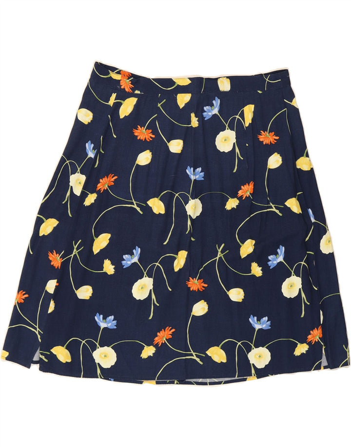 ANDREA MARE Womens Wrap Skirt IT 44 Medium W32  Navy Blue Floral Viscose Vintage Andrea Mare and Second-Hand Andrea Mare from Messina Hembry 