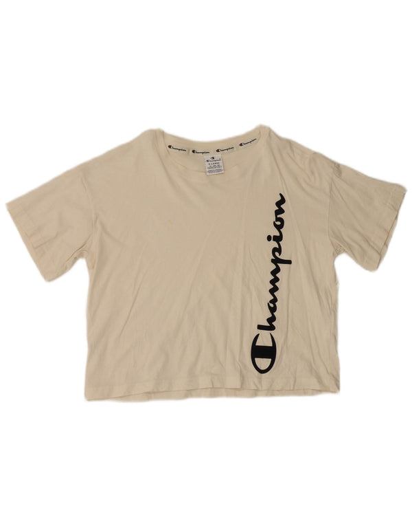 Женская укороченная футболка с рисунком Champion UK 18 XL, белый хлопок