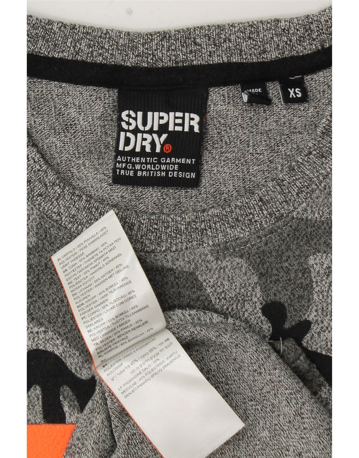 SUPERDRY Мужская футболка с рисунком Top XS Серый камуфляжный хлопок