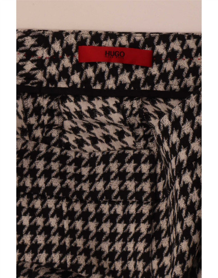 Hugo Boss Женские узкие укороченные брюки W28 L26 Черные с узором "гусиные лапки"