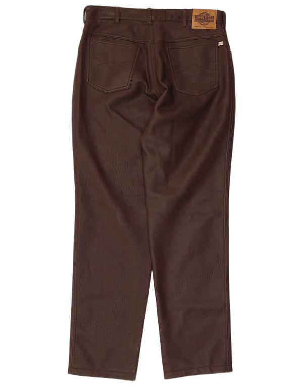 John F Gee Мужские прямые брюки из искусственной кожи IT 48 Medium W32 L31 Коричневые