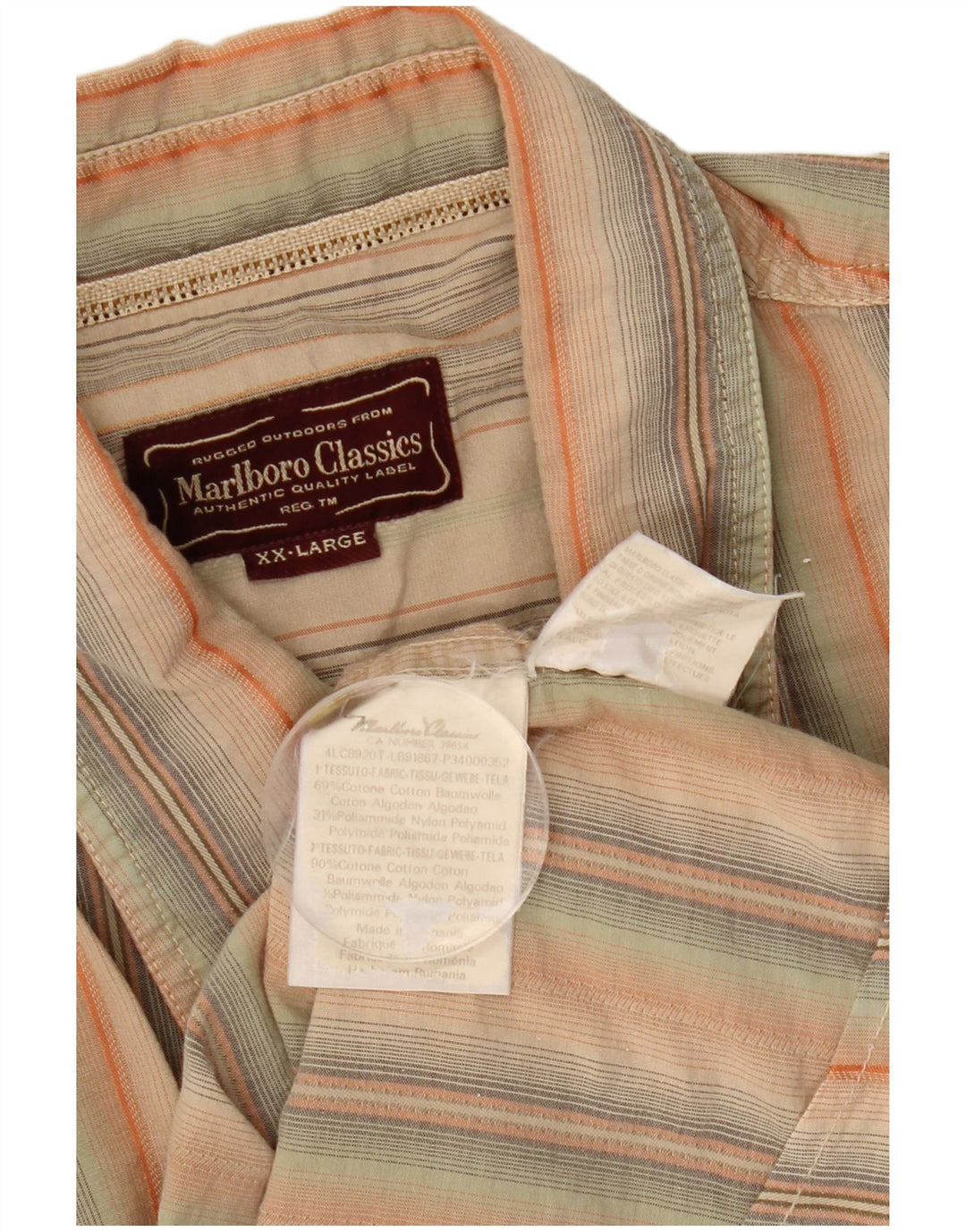 MARLBORO CLASSICS Мужская рубашка с коротким рукавом 2XL, хлопок в разноцветную полоску