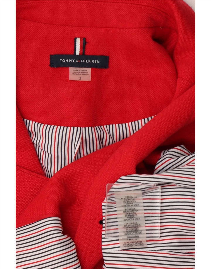 Tommy Hilfiger Женский двубортный пиджак США 2 XS Красный полиэстер