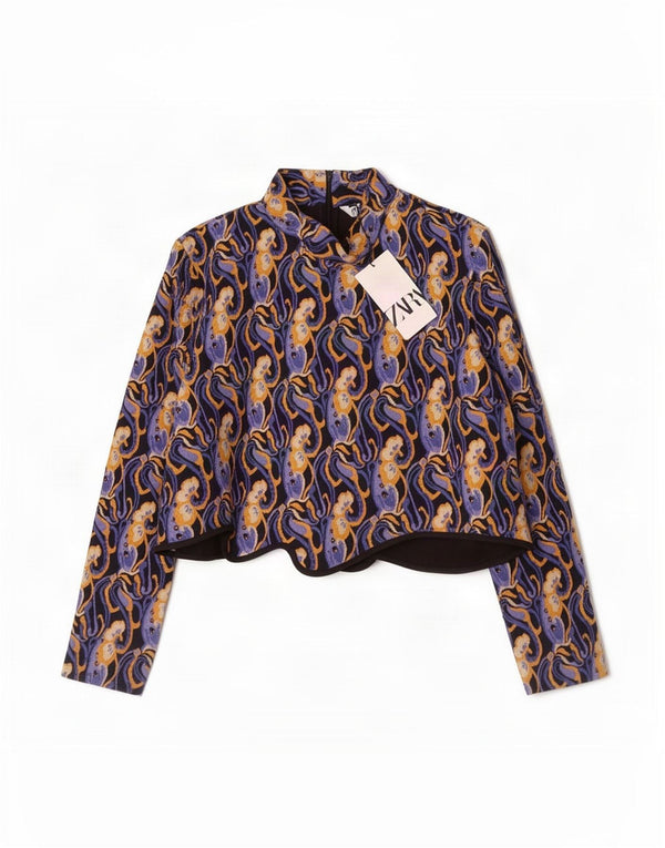 Женская укороченная блузка с длинными рукавами Zara UK 18 XL Разноцветный Пейсли
