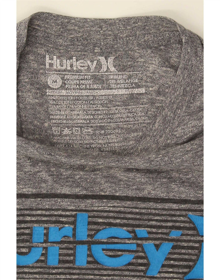 Мужская футболка премиум-класса Hurley с рисунком, верх из полиэстера среднего серого цвета с крапинками