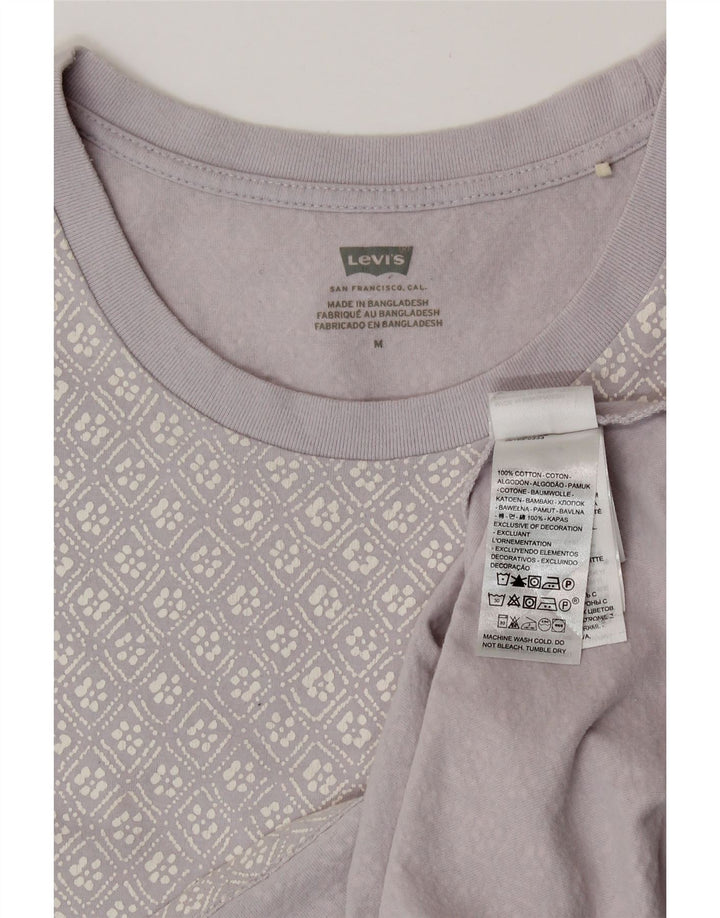 Женская футболка с рисунком Levi's Top UK 14, средний сиреневый хлопок с геометрическим рисунком