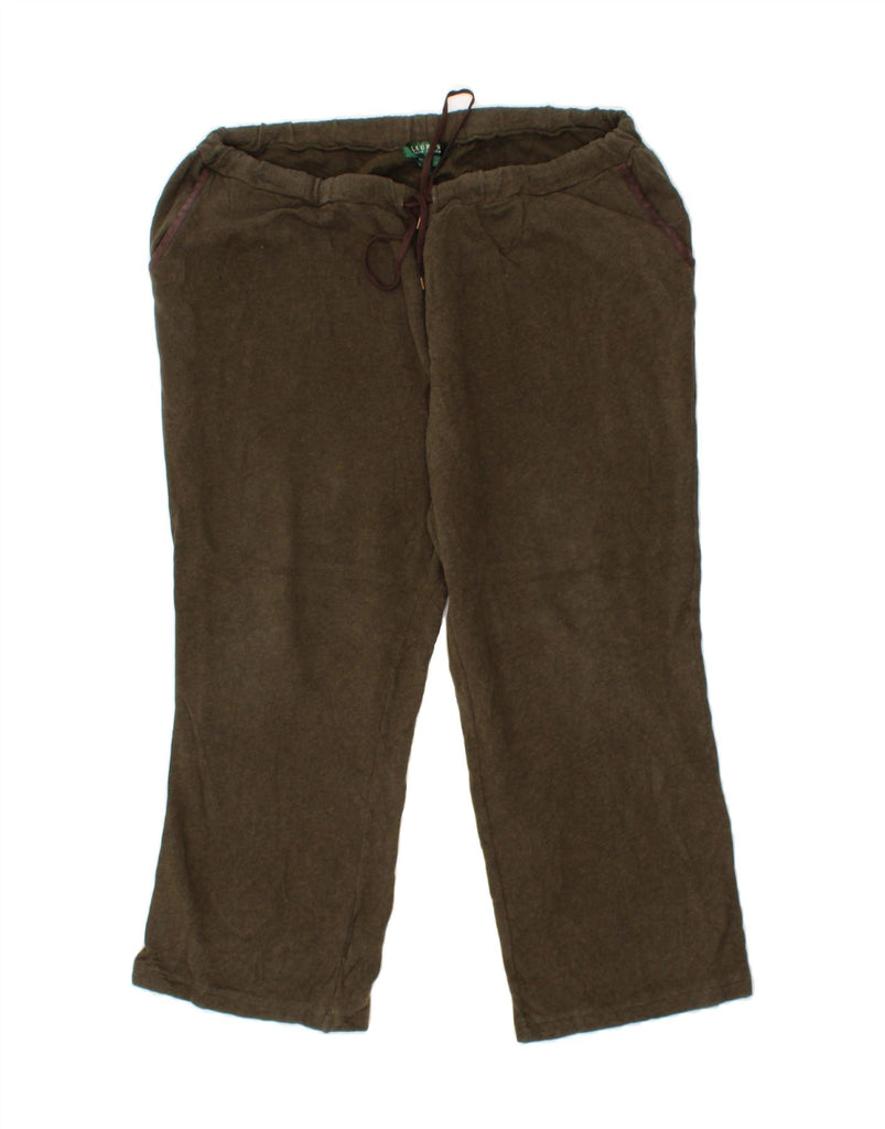 RALPH LAUREN Womens Capri Tracksuit Trousers UK 20 2XL Khaki Cotton Vintage Ralph Lauren and Second-Hand Ralph Lauren from Messina Hembry 