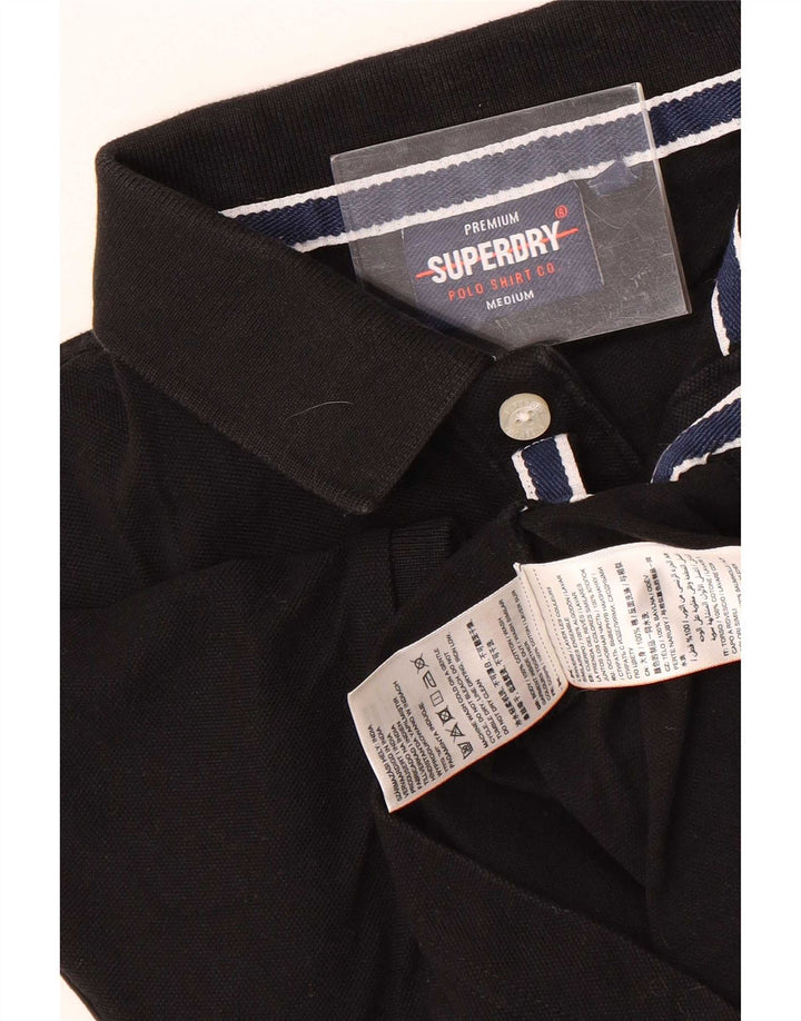 Мужская рубашка-поло Superdry среднего размера, черная, хлопок