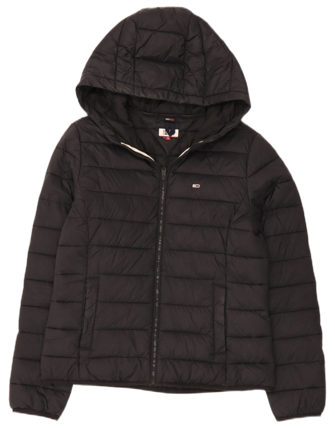 Женская стеганая куртка с капюшоном Tommy Hilfiger UK 14, средний черный полиамид