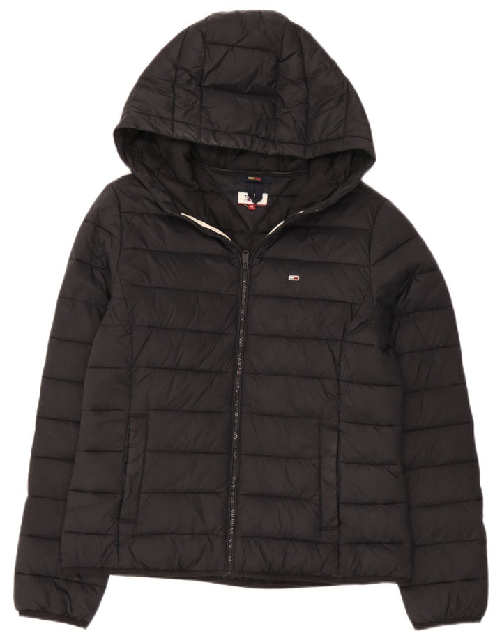 Женская стеганая куртка с капюшоном Tommy Hilfiger UK 14, средний черный полиамид
