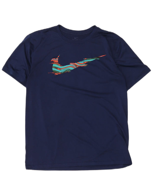 Мужская футболка с рисунком Nike Dri Fit, большая, темно-синяя