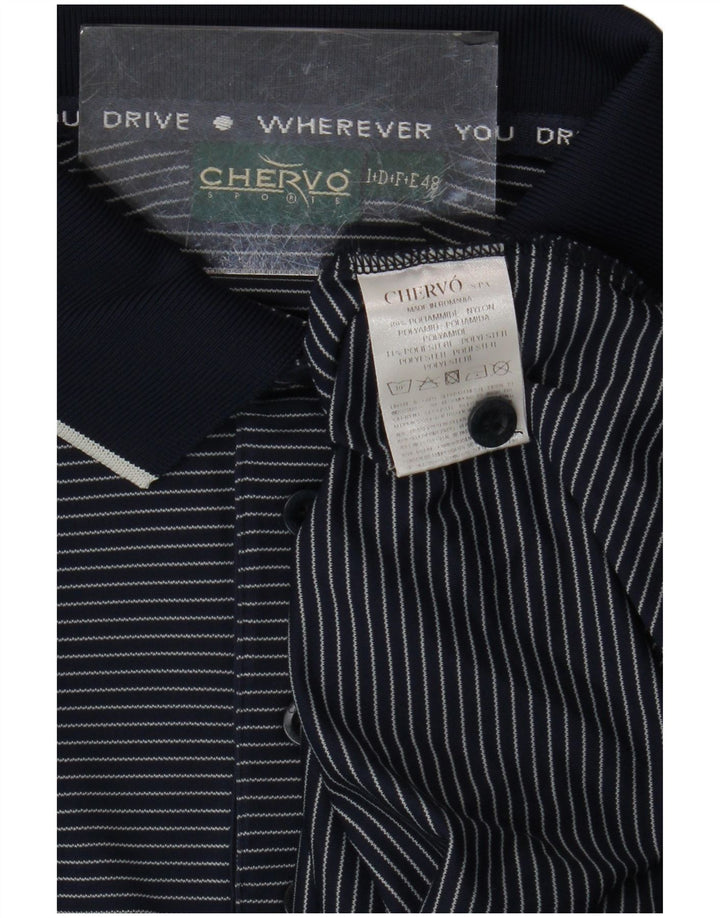 Мужская рубашка-поло Chervo IT 48 Medium Navy Blue в тонкую полоску Полиамид