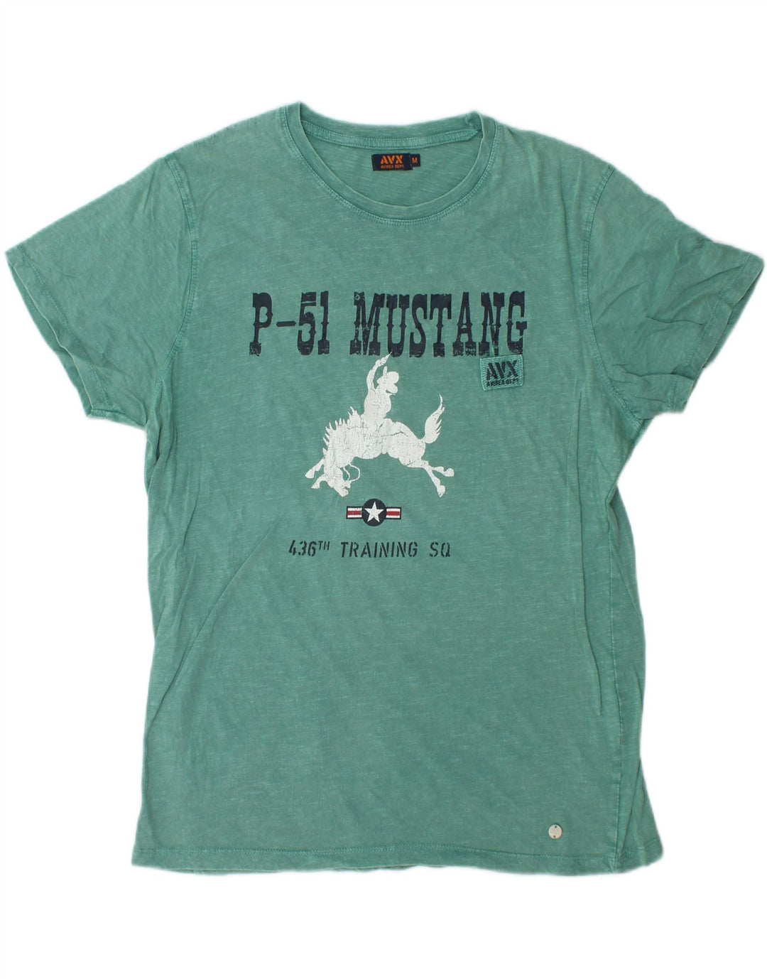 AVIREX Мужская футболка с рисунком Топ среднего зеленого цвета из хлопка