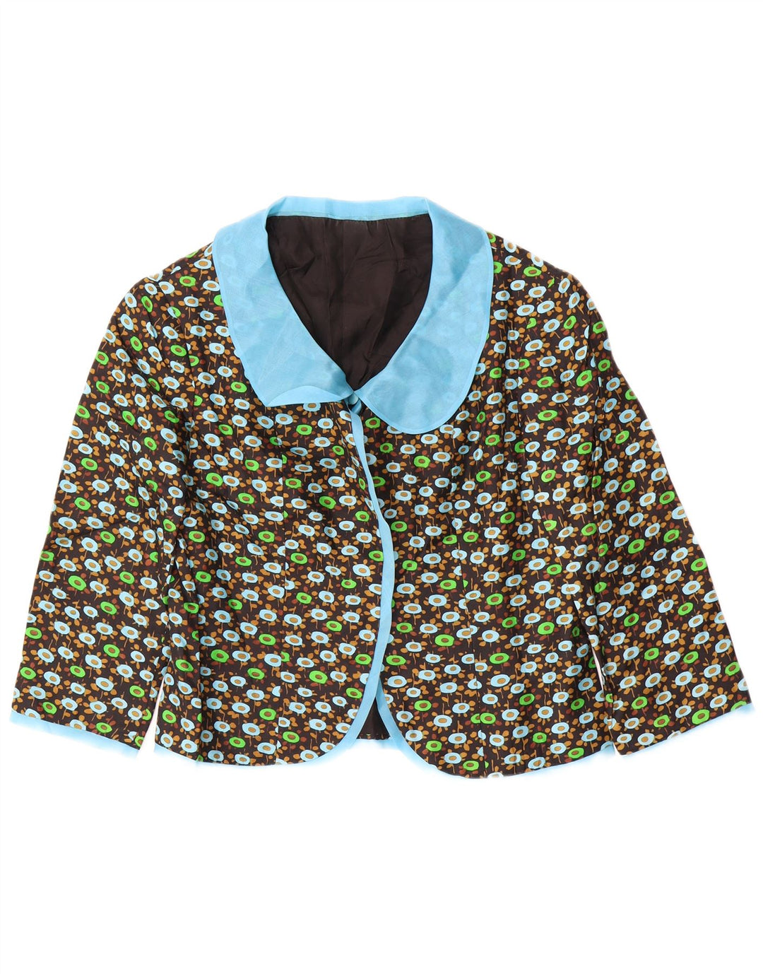 ВИНТАЖНЫЙ женский комплект из 2 предметов с рукавом 3/4, Великобритания 14, средний черный с цветочным принтом