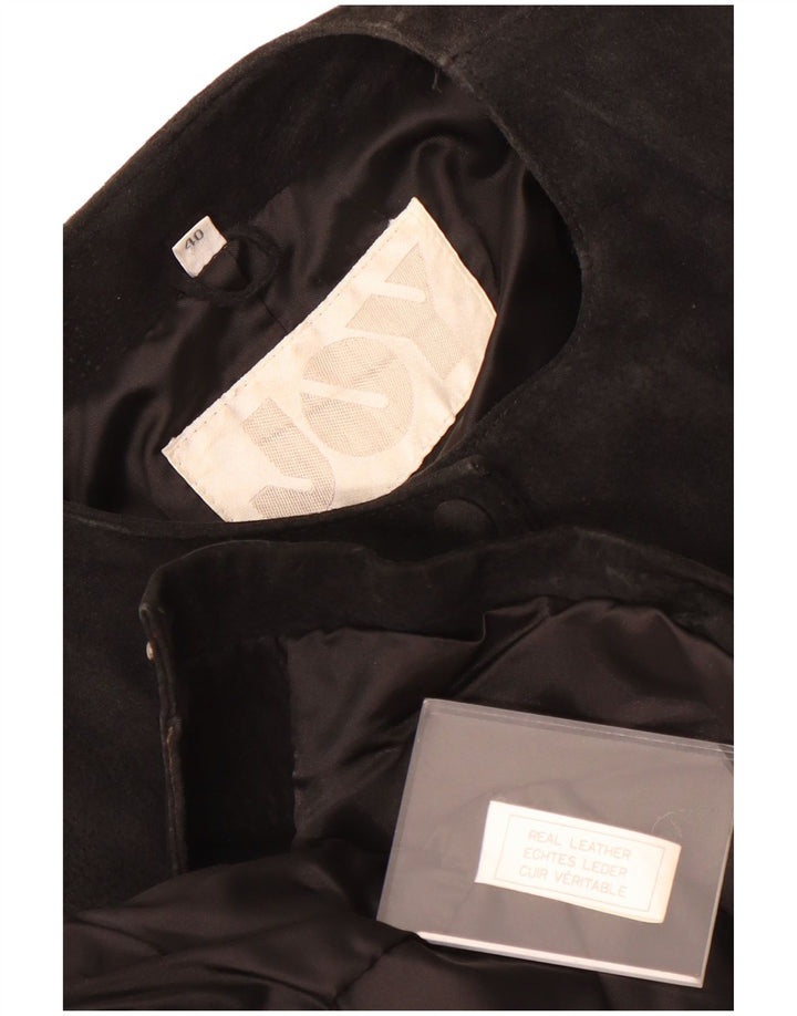 Женская укороченная замшевая куртка Joy EU 40, средний черный кожаный цвет