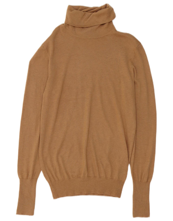 Zara Womens Roll Neck Jumper Sweater UK 16 Large Brown Modal