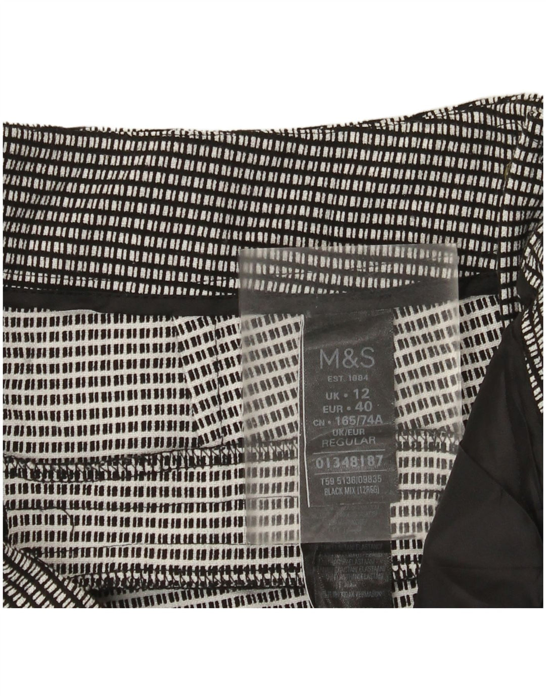 Женские брюки чинос Marks & Spencer UK 12, средние W32 L29, черные в клетку