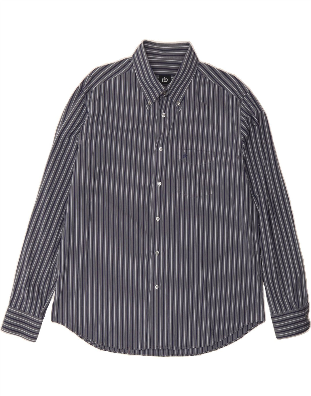 ROCCOBAROCCO Mens Shirt Size 44 17 1/2 XL Navy Blue Striped Vintage Roccobarocco and Second-Hand Roccobarocco from Messina Hembry 