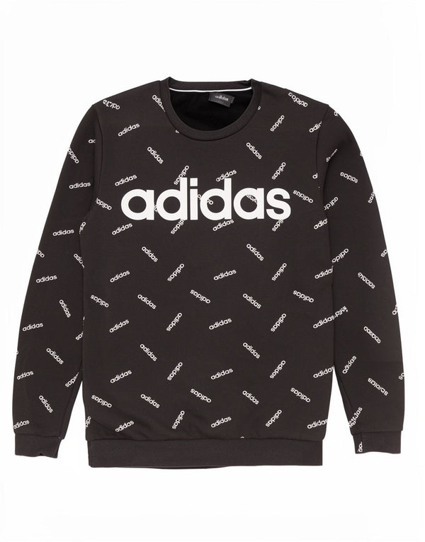 Мужской свитшот Adidas с рисунком, хлопковый джемпер среднего размера, черный