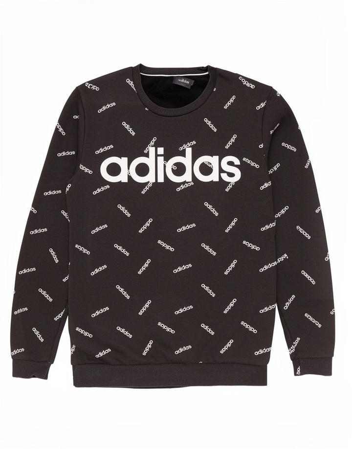 Мужской свитшот Adidas с рисунком, хлопковый джемпер среднего размера, черный