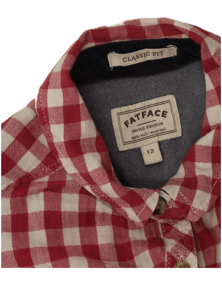 Женская фланелевая рубашка классического кроя Fat Face UK 12, средний красный в мелкую клетку