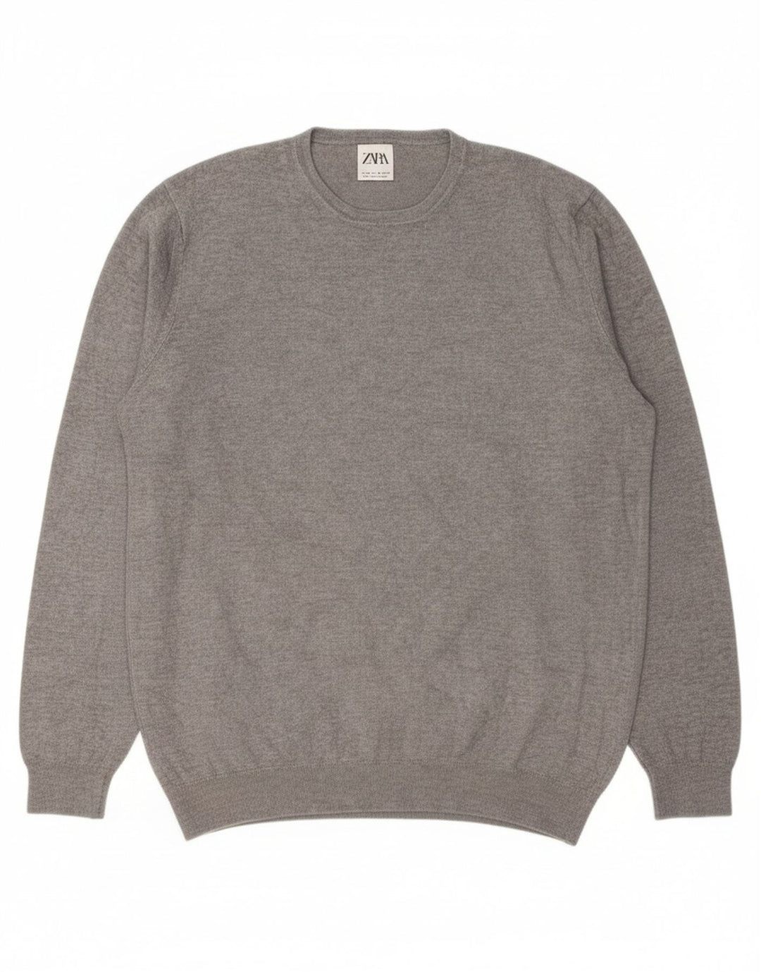 ZARA Mens Crew Neck Jumper Sweater Medium Grey Viscose