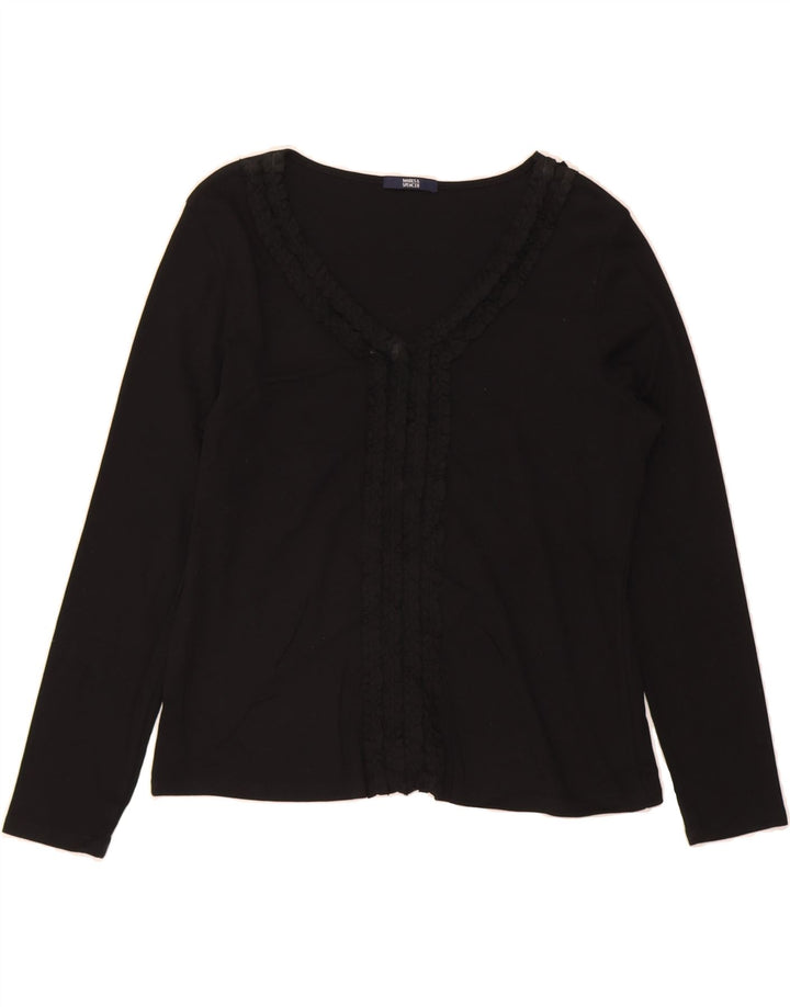 MARKS & SPENCER Womens Top Long Sleeve UK 18 XL Black Cotton Vintage Marks & Spencer and Second-Hand Marks & Spencer from Messina Hembry 